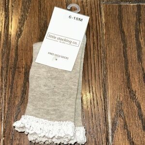 Little Stocking Co. Gray Knee High Socks Lace Trim 6-18 months new with tags
